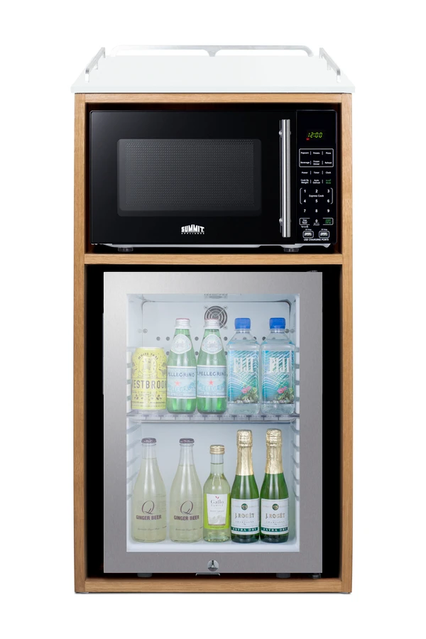 21" Wide Coffee Station With Minibar & Microwave QCSMW1OAK