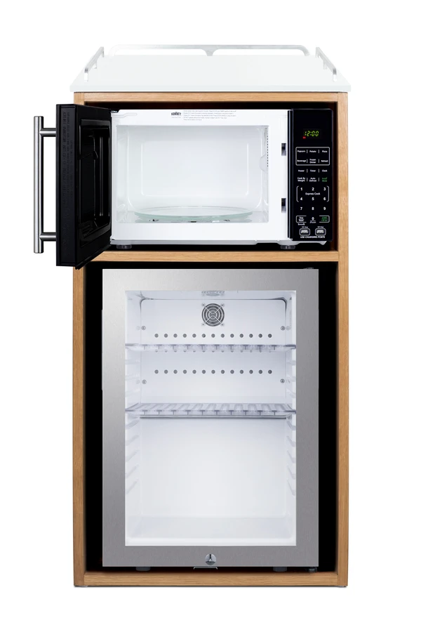 21" Wide Coffee Station With Minibar & Microwave QCSMW1OAK