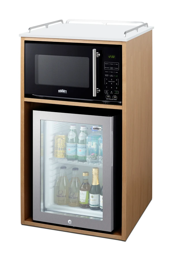 21" Wide Coffee Station With Minibar & Microwave QCSMW1OAK