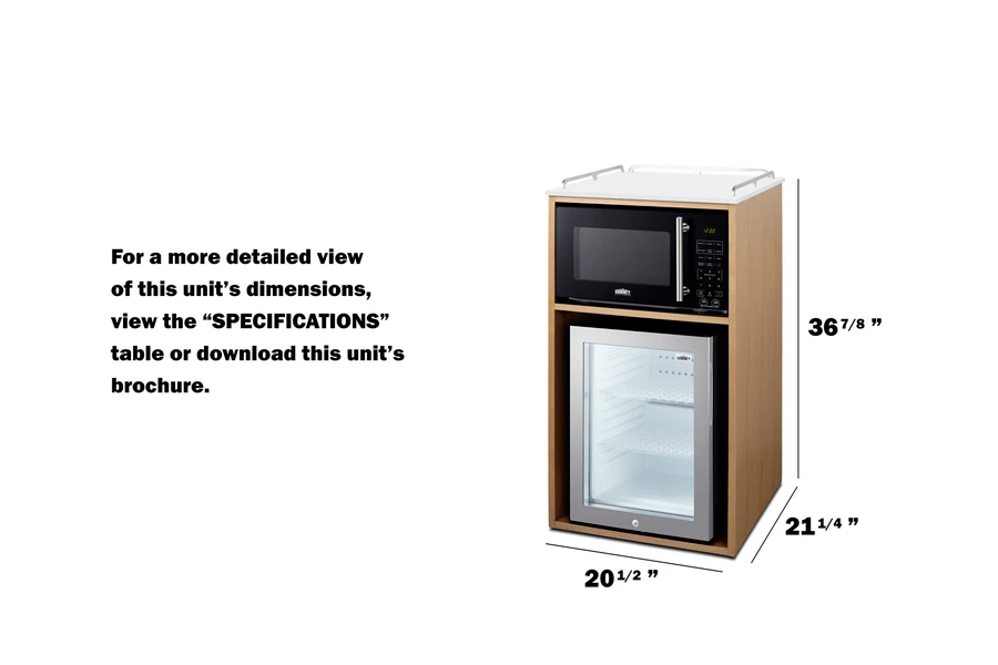 21" Wide Coffee Station With Minibar & Microwave QCSMW1OAK