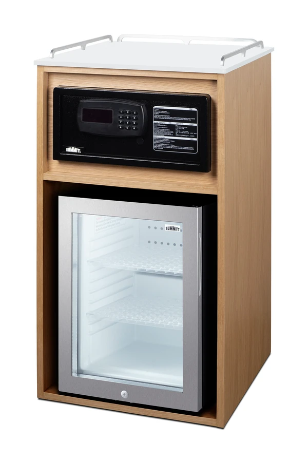 21" Wide Coffee Station With Minibar & In-Room Safe QCSSF2OAK