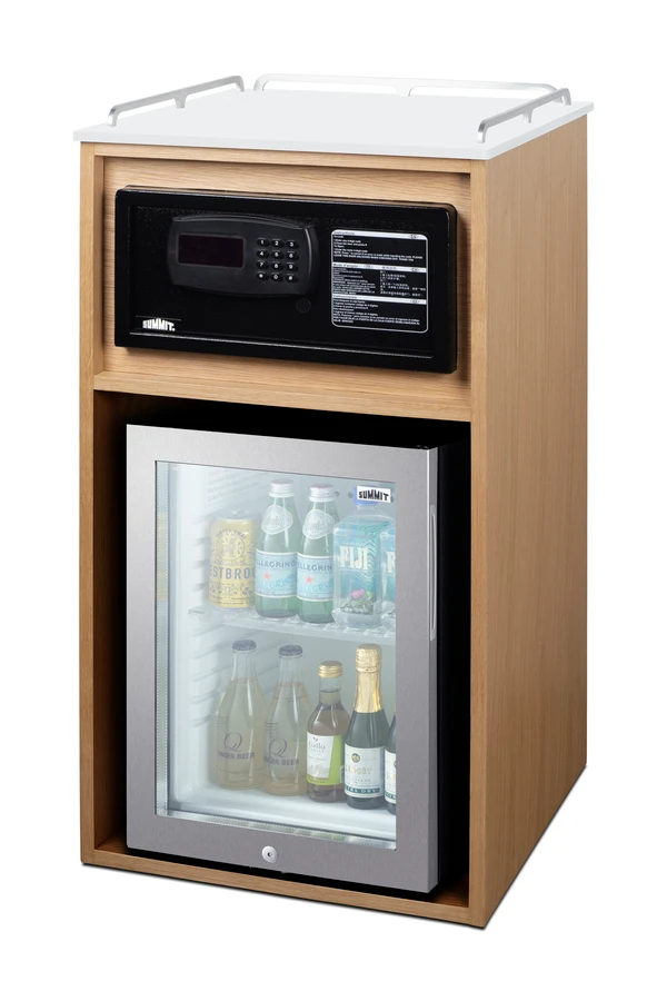 21" Wide Coffee Station With Minibar & In-Room Safe QCSSF2OAK