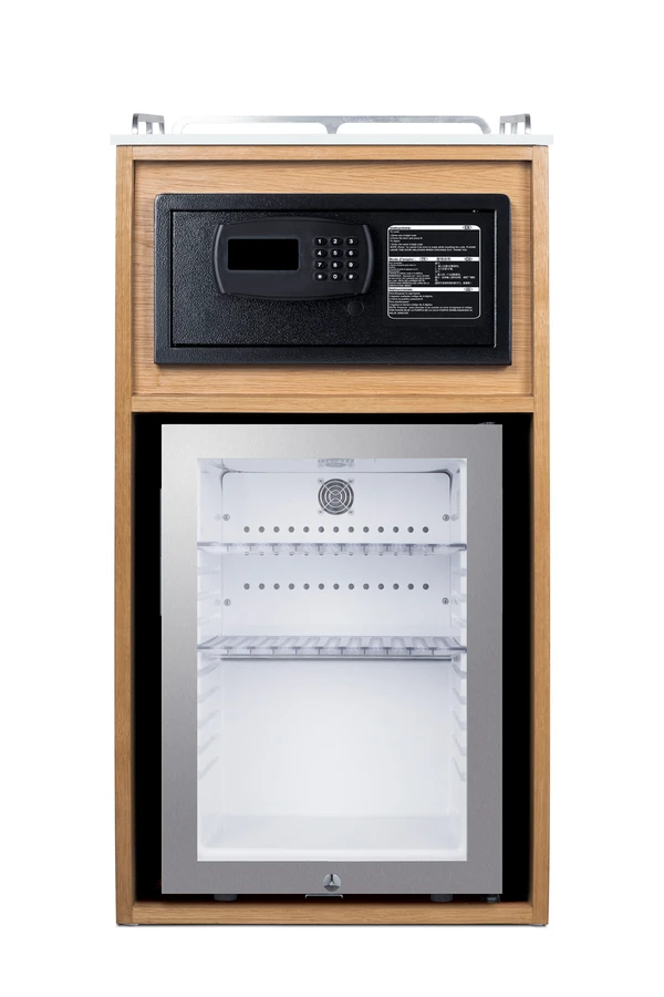 21" Wide Coffee Station With Minibar & In-Room Safe QCSSF2OAK