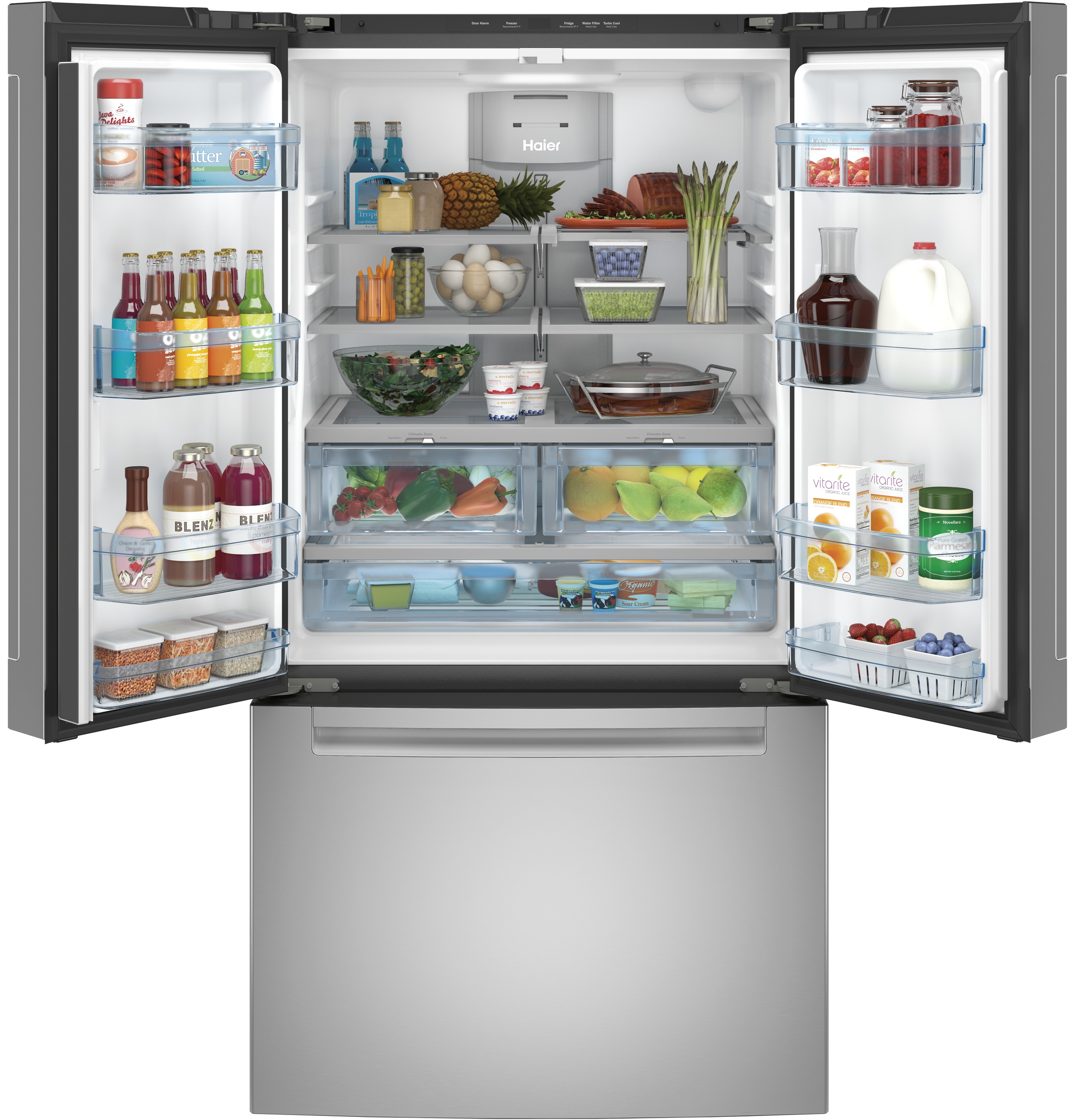 Haier ENERGY STAR® 27.0 Cu. Ft. Fingerprint Resistant French-Door RefrigeratorHaier ENERGY STAR® 27.0 Cu. Ft. Fingerprint Resistant French-Door Refrigerator view 2
