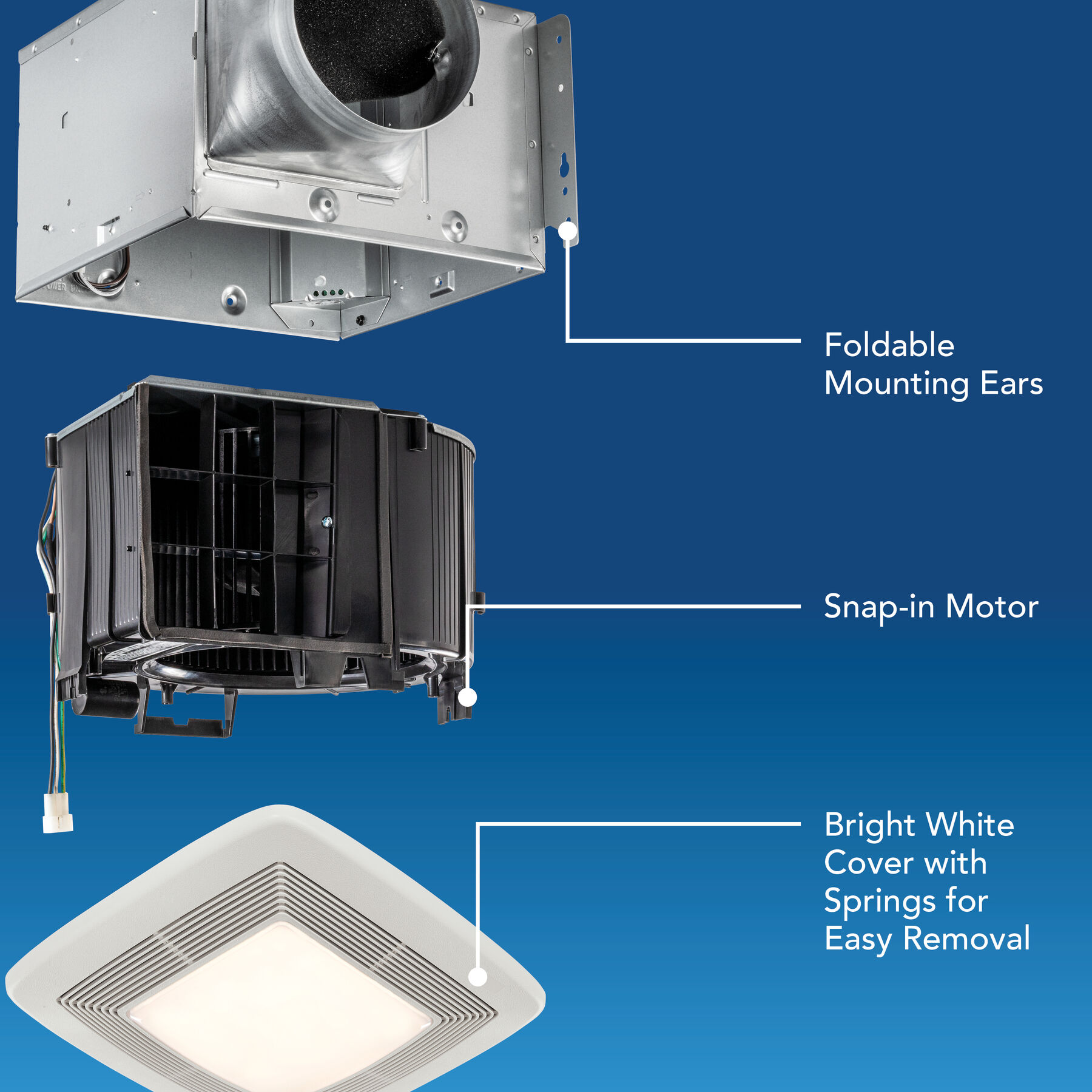 QT Series Quiet 130 CFM Ceiling Bathroom Exhaust Fan with Light and Night Light, 1.5 Sones QT130LE