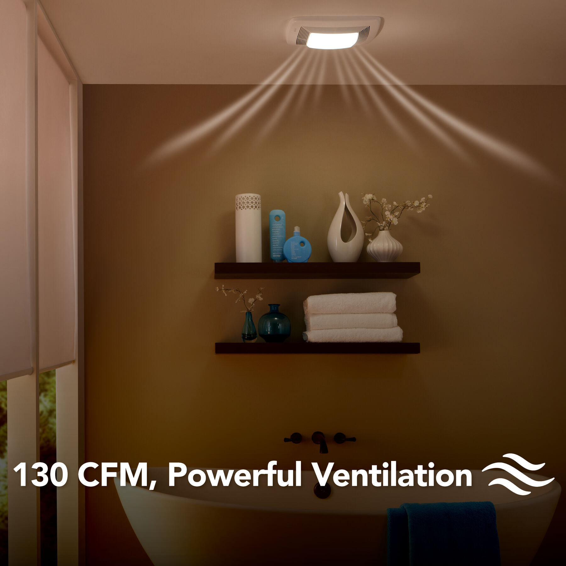 QT Series Quiet 130 CFM Ceiling Bathroom Exhaust Fan with Light and Night Light, 1.5 Sones QT130LE