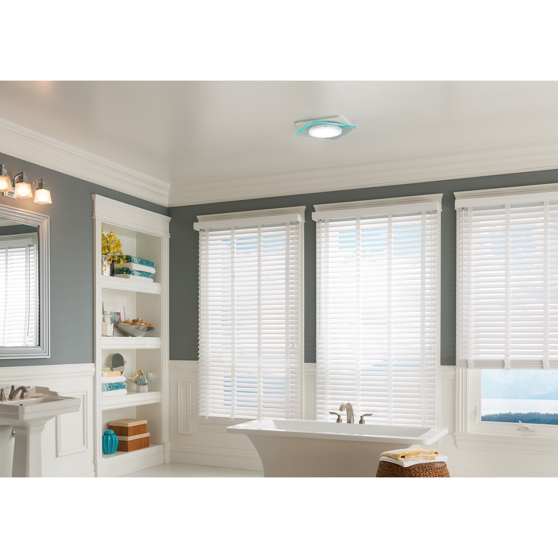 NuTone LunAura Collection 110 CFM Ventilation Fan/Light/LED Nightlight, with Tinted Light Panel, 0.9 Sones QTNLEDB, product image 3 of 5