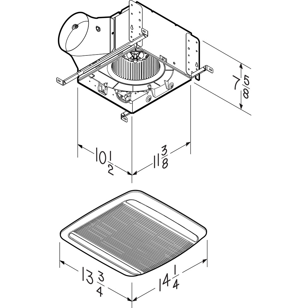 110-130-150 Selectable CFM Ventilation Fan w/ LED light QTXE110150DCL