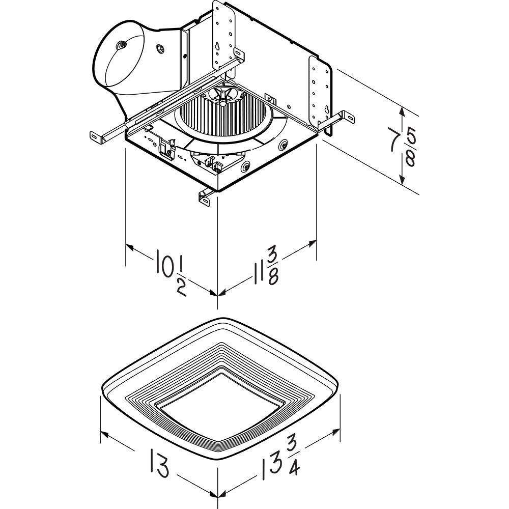 150 CFM Ventilation Fan Light, 36W Fluorescent Light, 4W Nightlight QTXE150FLT, product image 4 of 5