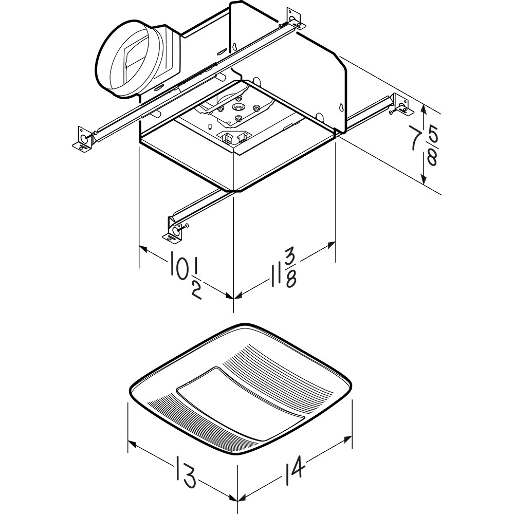 NuTone 110 CFM Ventilation Fan/Light QTXEN110FLT, product image 4 of 5