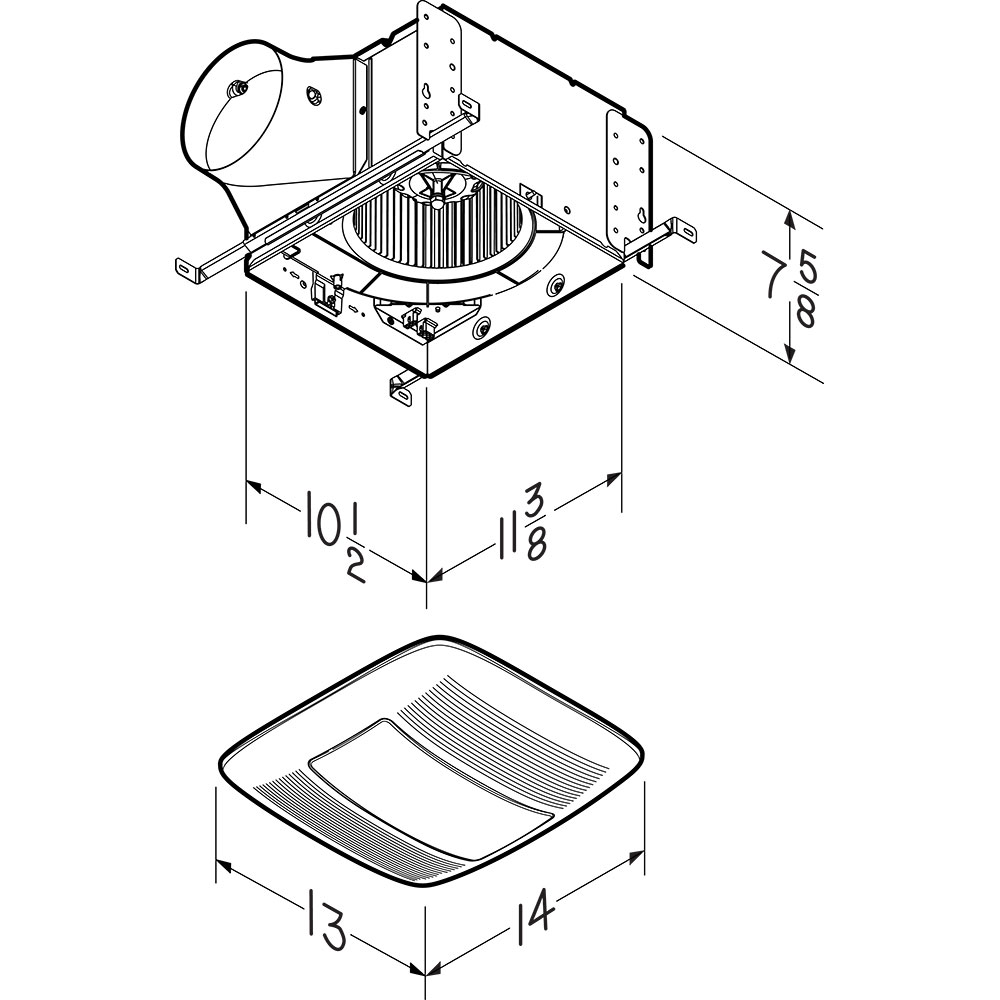 NuTone 150 CFM Ventilation Fan/Light QTXEN150FLT, product image 5 of 5