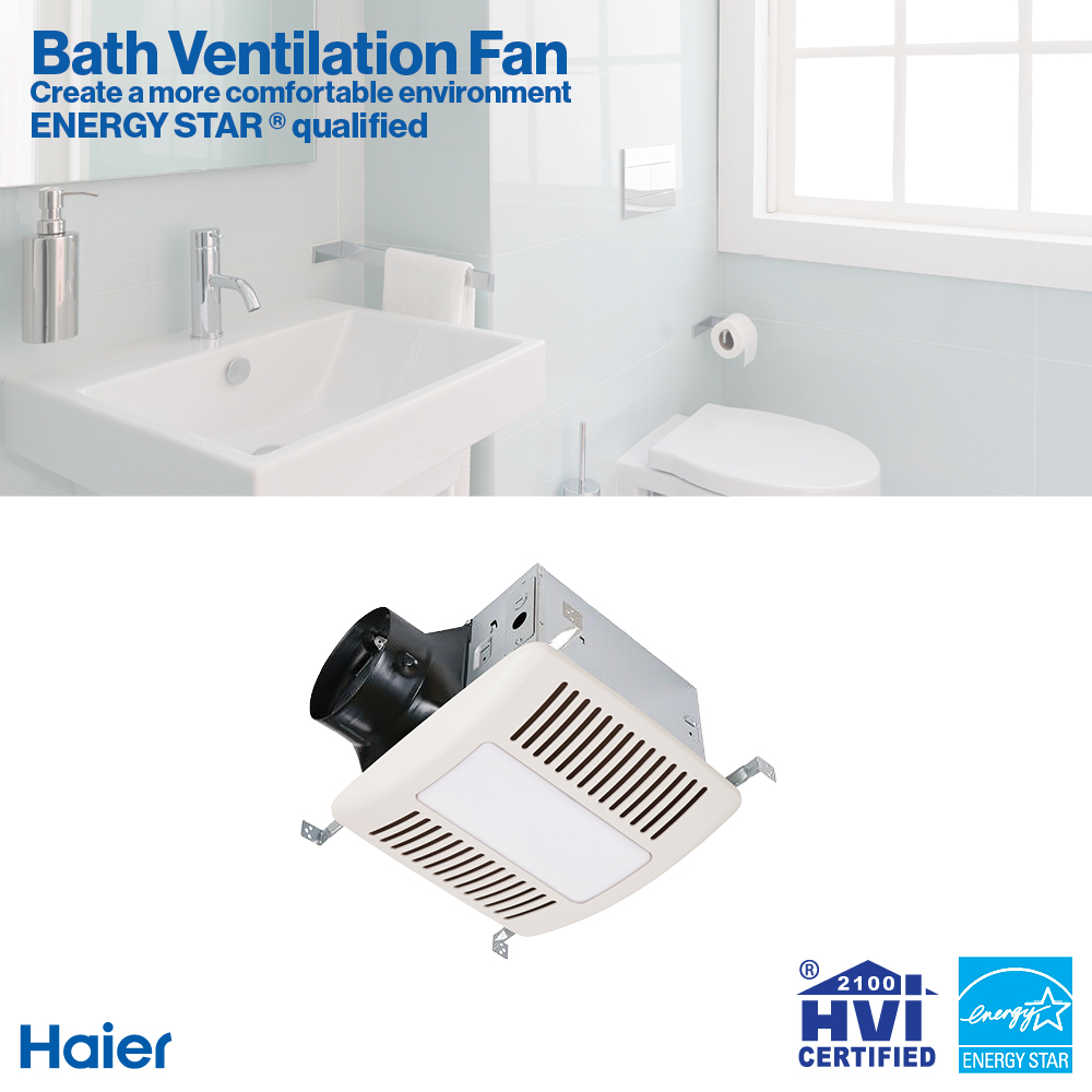 Haier ENERGY STAR® 140 CFM Bathroom Exhaust Fan with LED LightsHaier ENERGY STAR® 140 CFM Bathroom Exhaust Fan with LED Lights QVE110DTWW