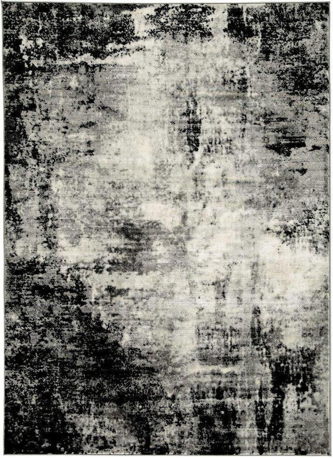 Zekeman Black Cream and Gray Small Rug R404922