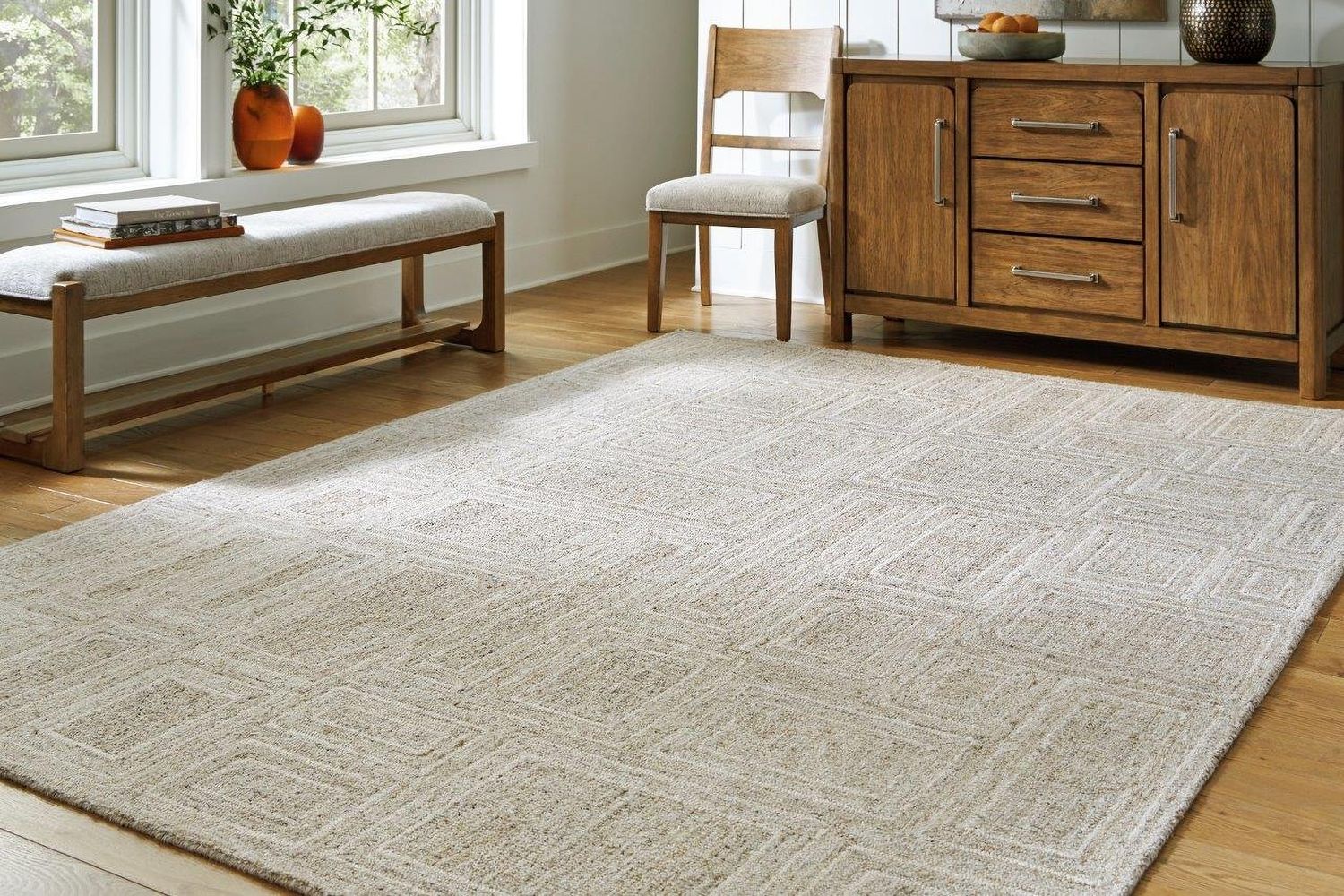 Brickburgh Large Rug In Gray and Ivory R406901
