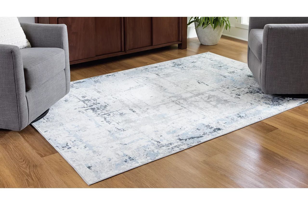 Emertonly 8 ft x 10 ft Washable Rug In Blue/Gray/White R406981