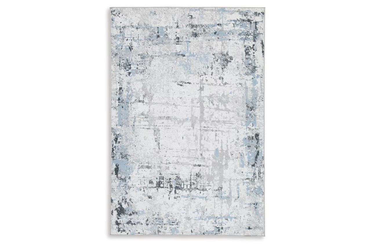 Emertonly 5 ft x 7 ft Washable Rug In Blue/Gray/White R406982