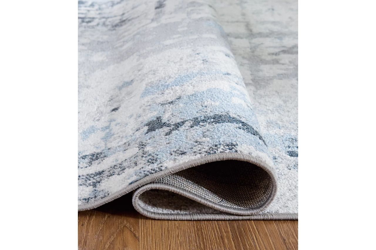 Emertonly 5 ft x 7 ft Washable Rug In Blue/Gray/White R406982