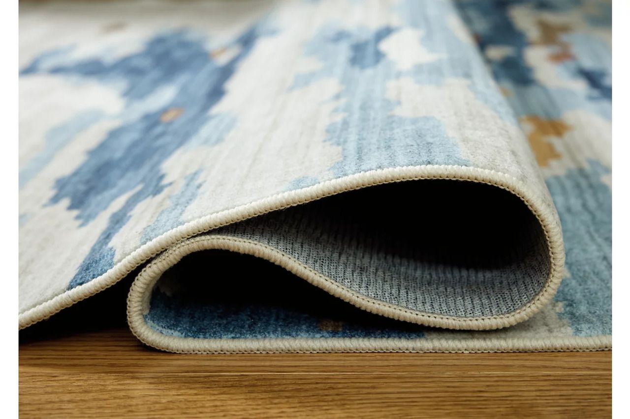 Vinlett 8' x 10' Washable Rug In Blue/Cream/Brown R407041