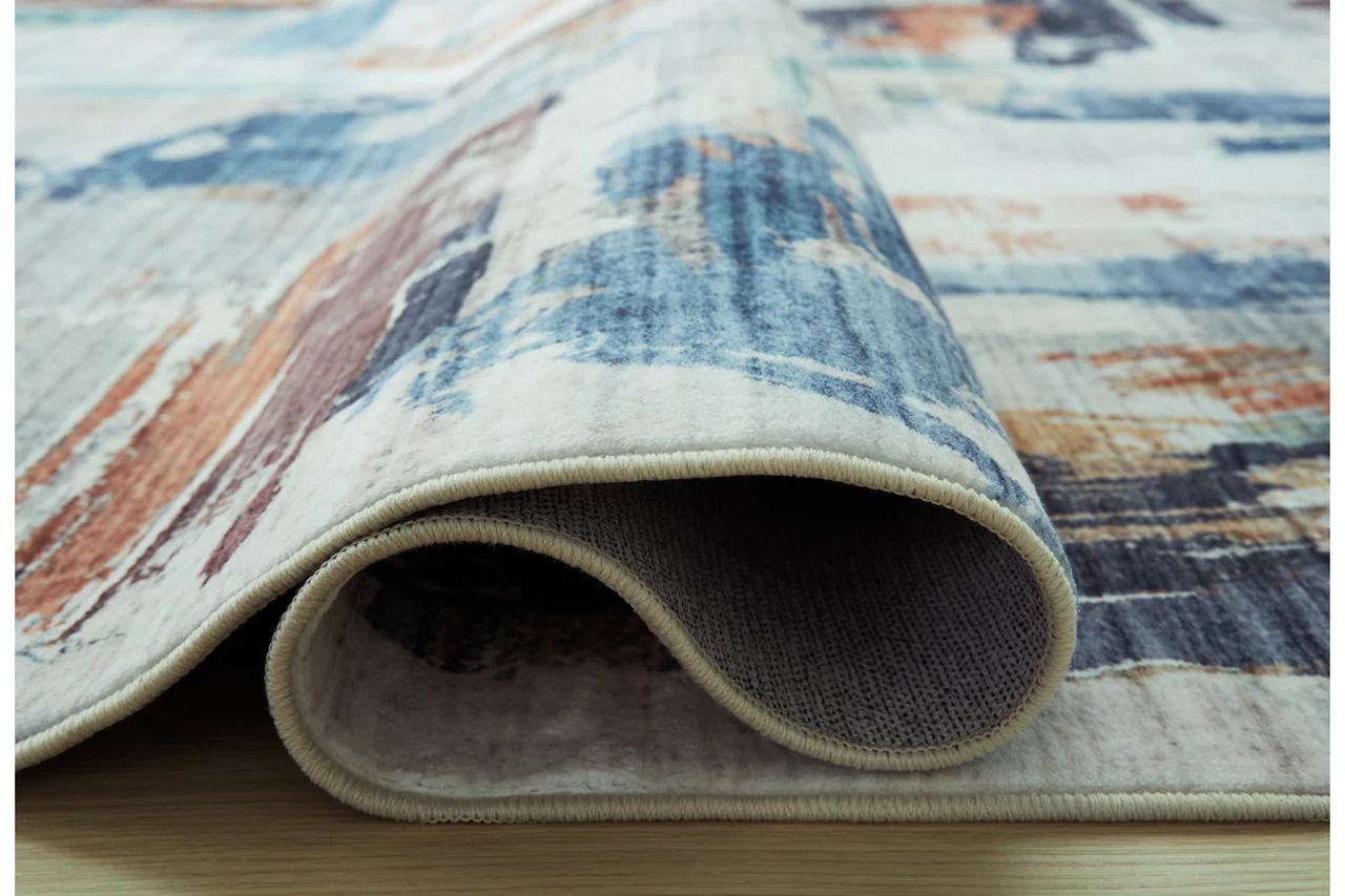 Hessland 8' x 10' Washable Rug In Black and Gray R407051