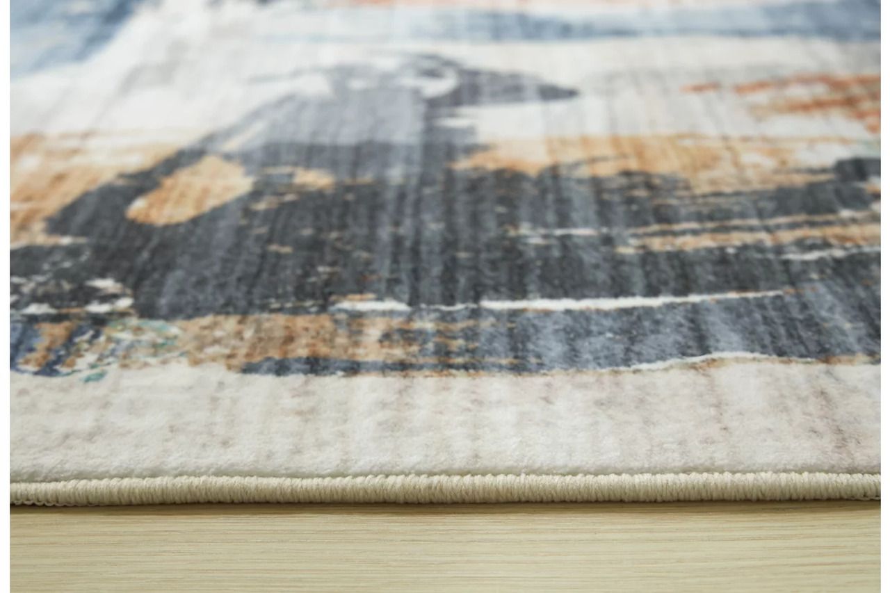 Hessland 5' x 7' Washable Rug In Black and Gray R407052