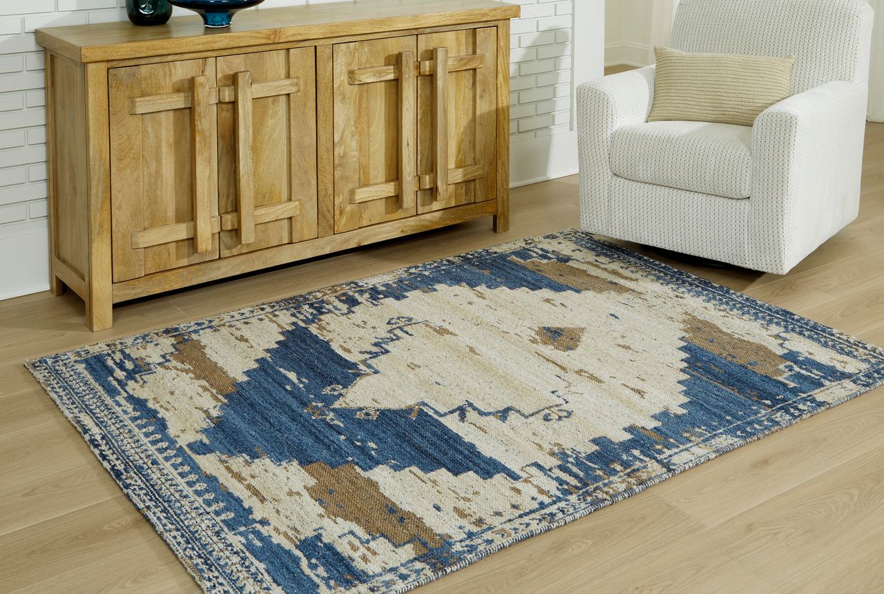 Varnler 5' x 7' Rug In Blue/Brown/Tan R407132