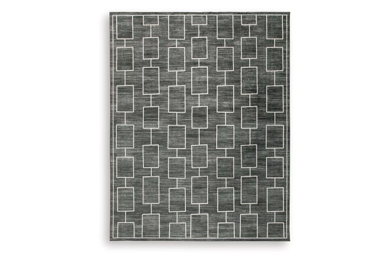 Elderland Washable Large Rug In Black and Gray R407401