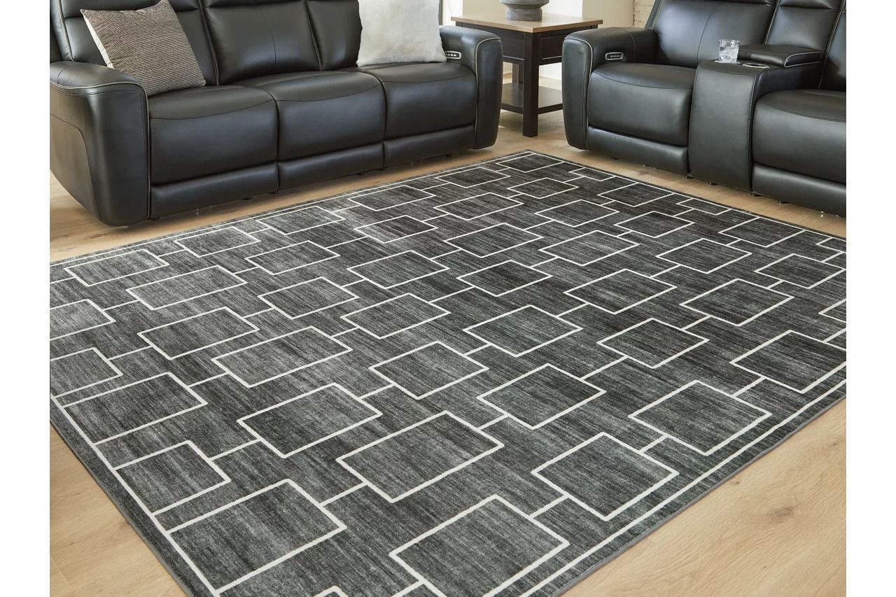 Elderland Washable Large Rug In Black and Gray R407401