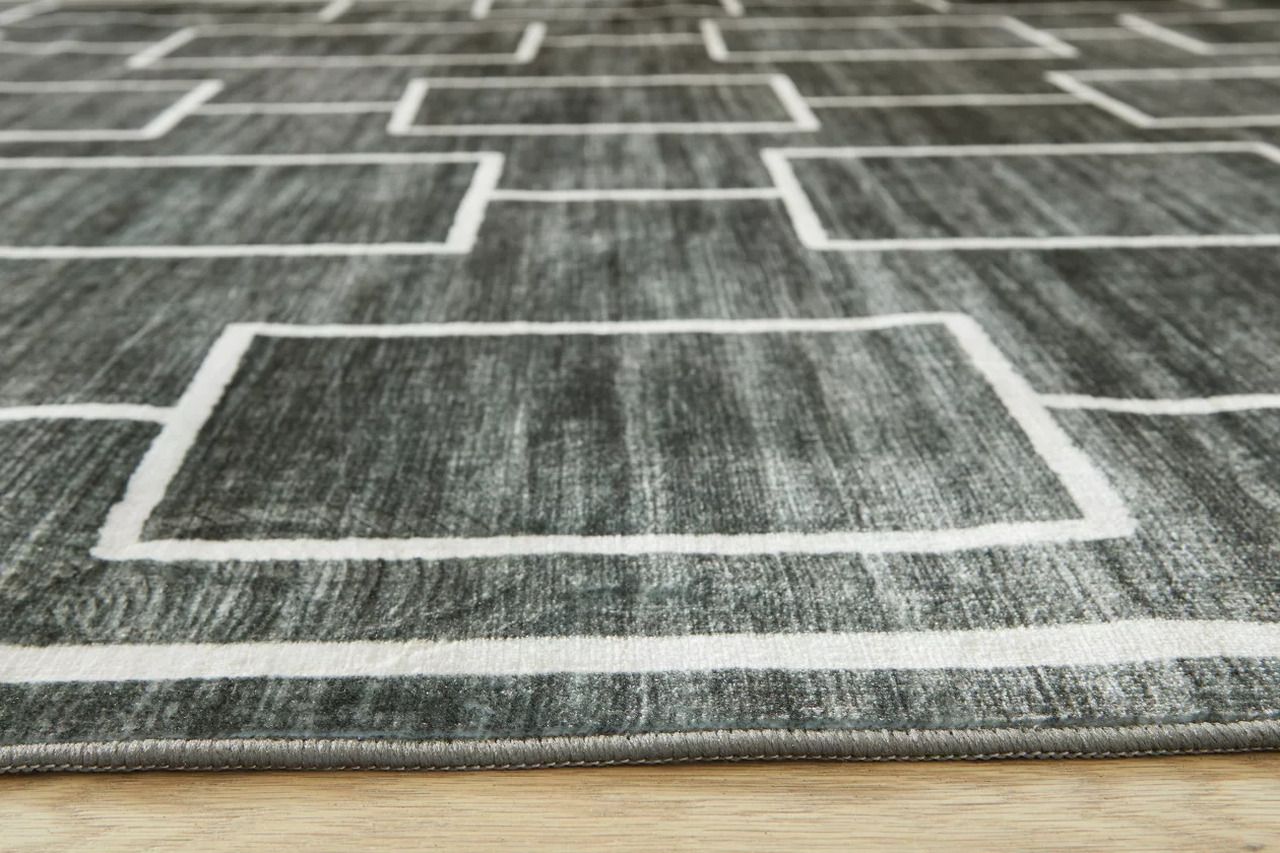 Elderland Washable Large Rug In Black and Gray R407401