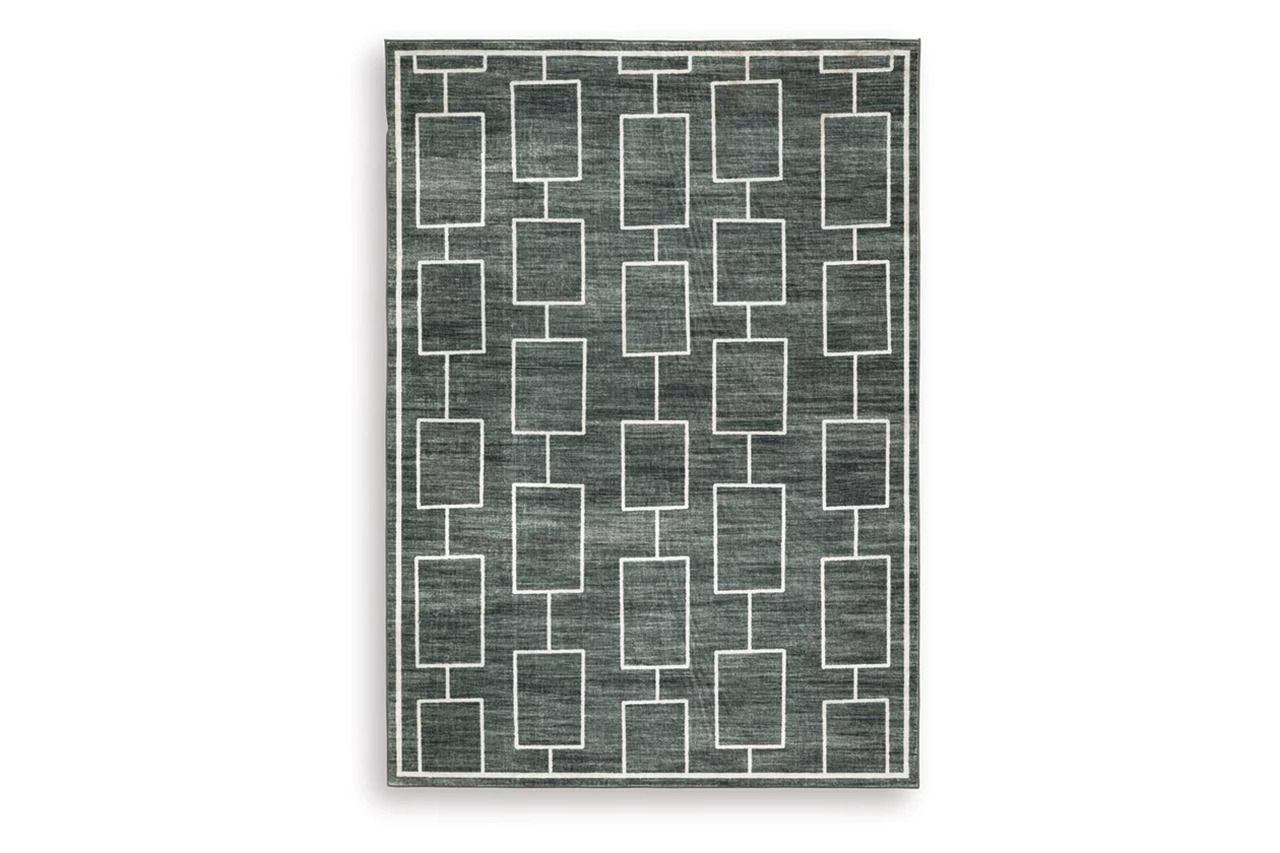 Elderland Washable Medium Rug In Black and Gray R407402
