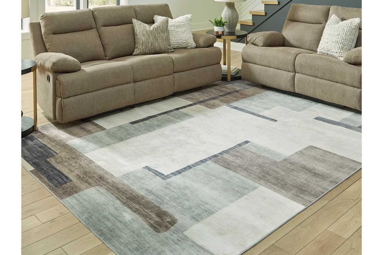Larkport Washable Large Rug In Cream and Brown and Gray R407411