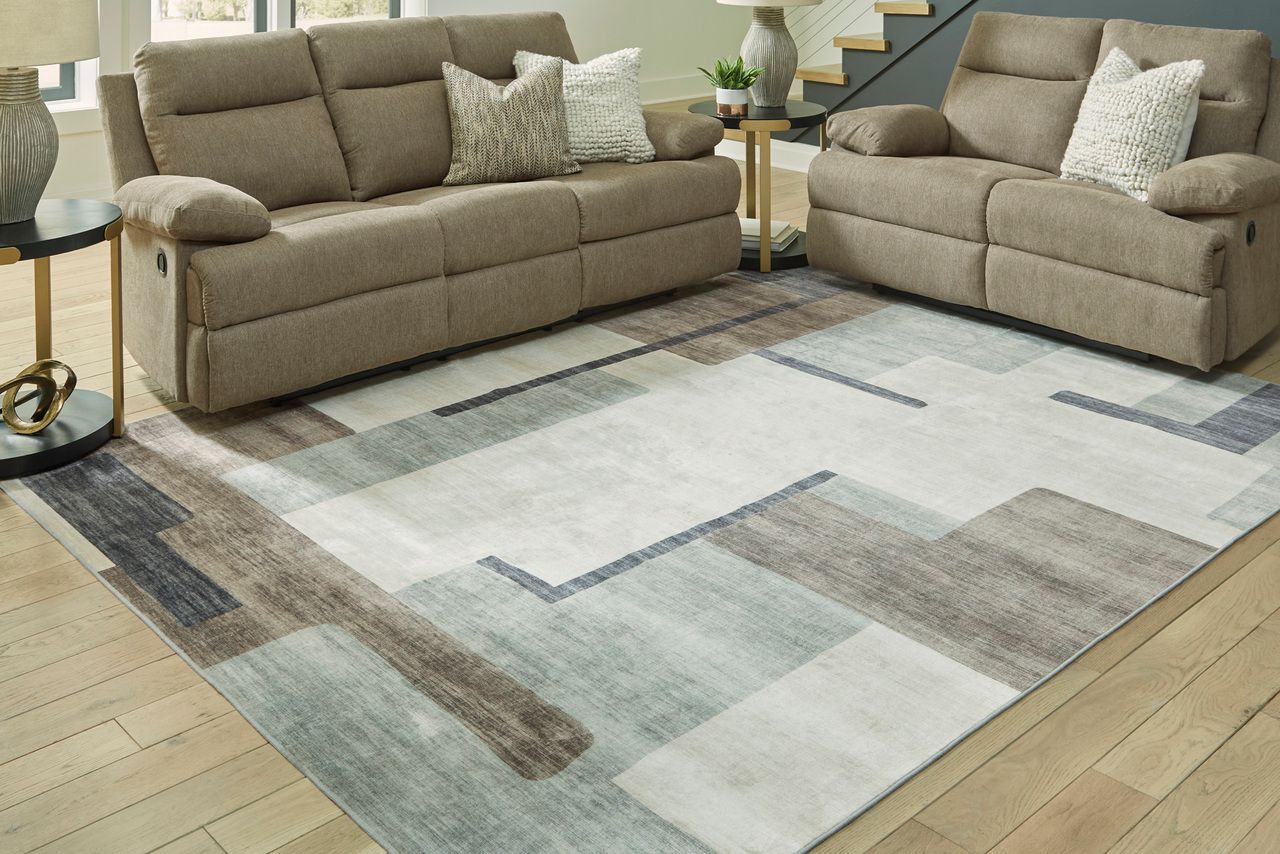 Larkport Washable Large Rug In Cream and Brown and Gray R407411