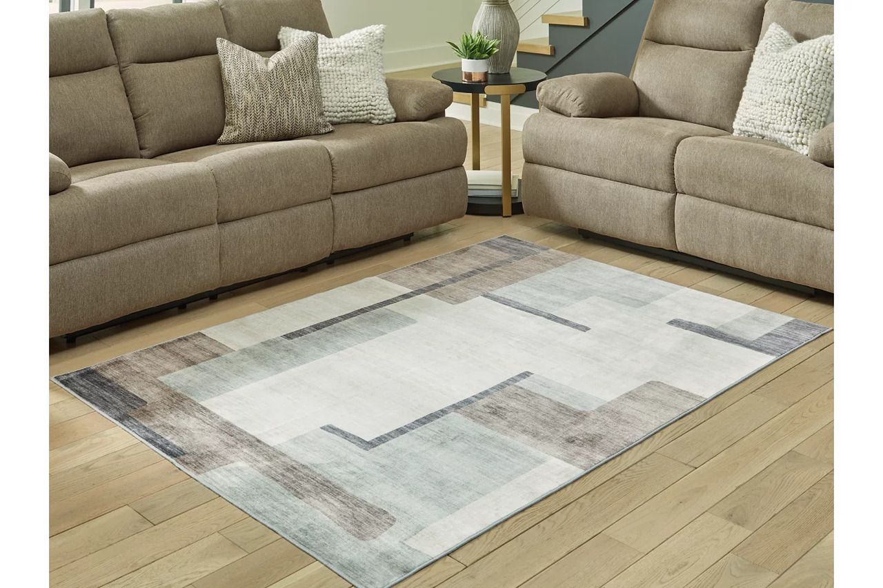Larkport Washable Medium Rug In Cream and Brown and Gray R407412