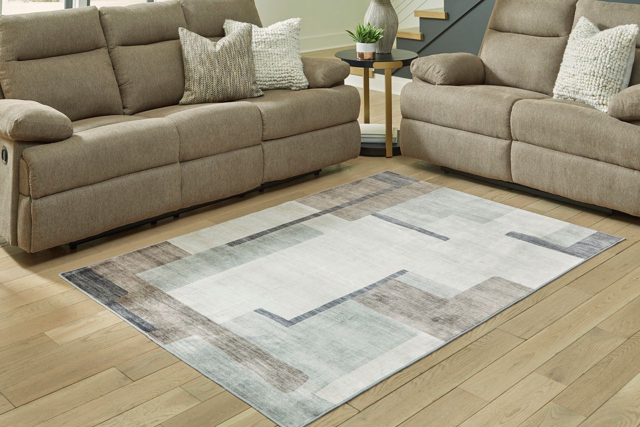 Larkport Washable Medium Rug In Cream and Brown and Gray R407412