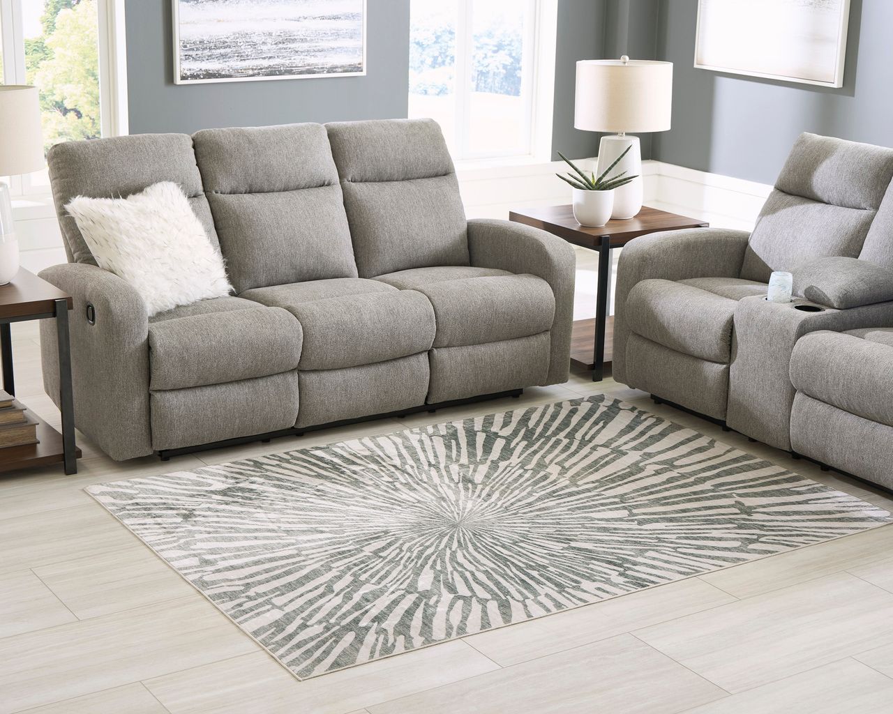 Verland Washable Medium Rug In Gray and White R407432