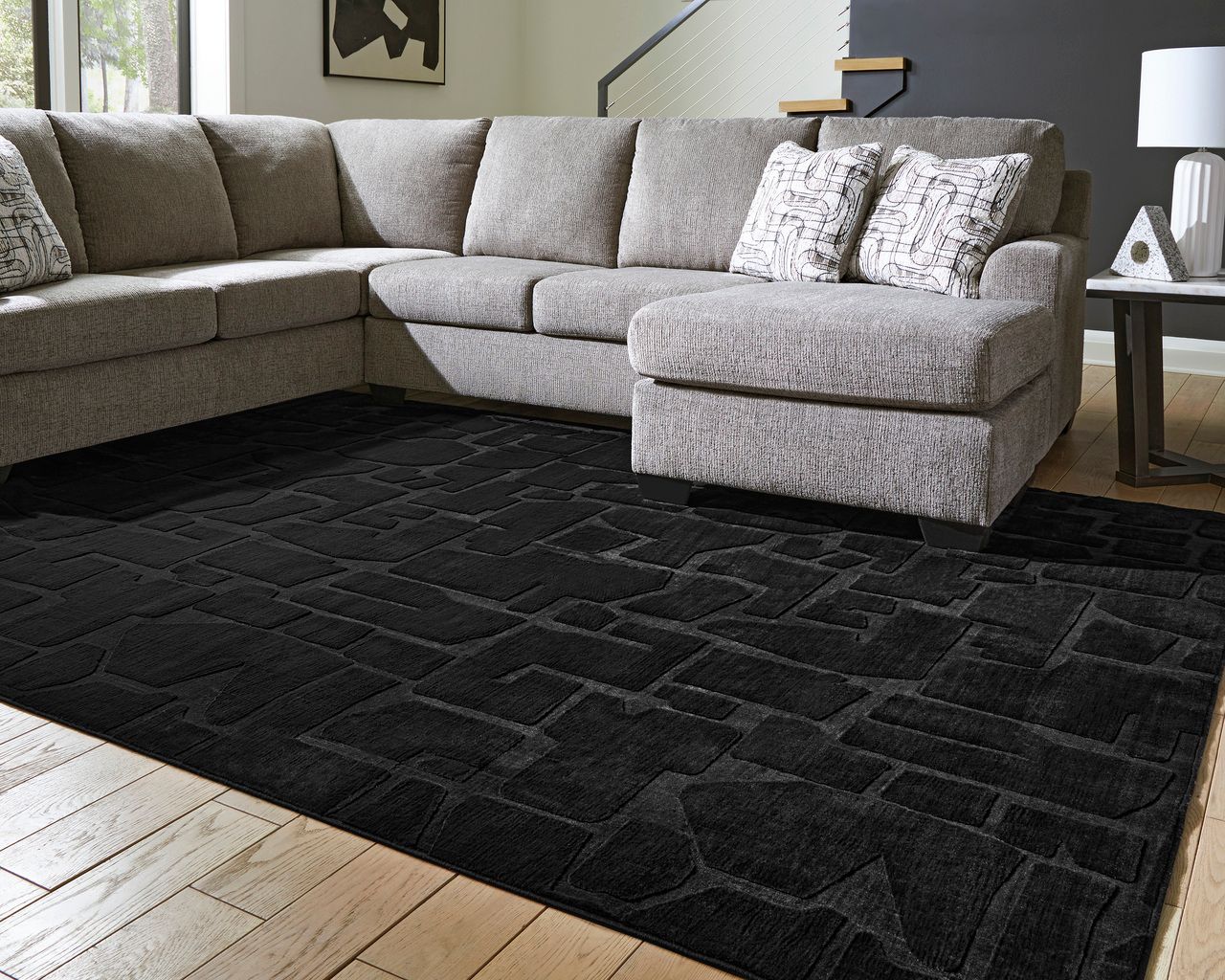Gibbswell Washable Large Rug In Black R407461