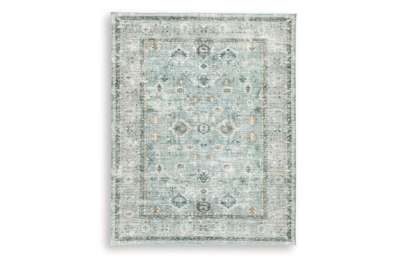 Ladstoney 7'6" x 9'6" Area Rug In Teal/Beige/Ochre R407501