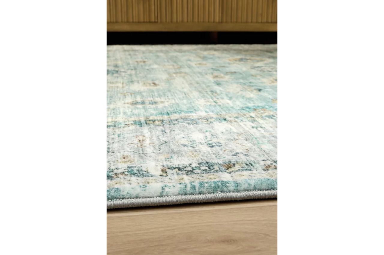 Ladstoney 7'6" x 9'6" Area Rug In Teal/Beige/Ochre R407501
