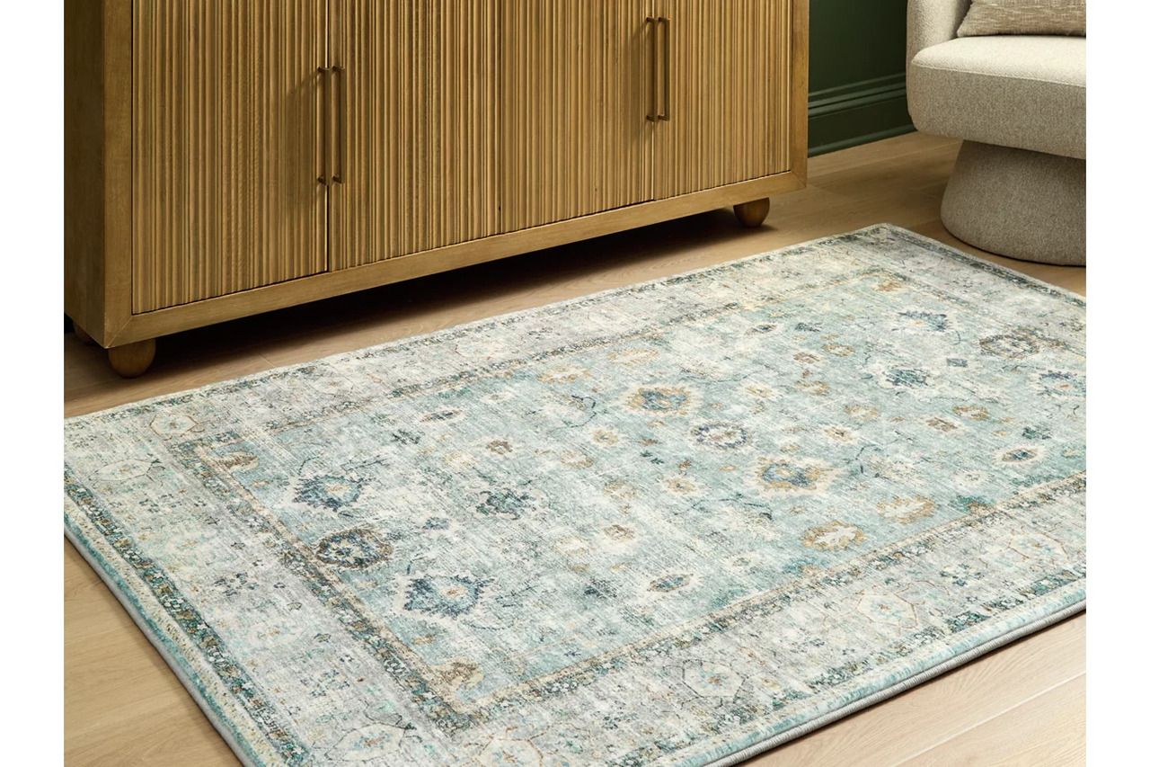 Ladstoney 5' x 7' Area Rug In Teal/Beige/Ochre R407502