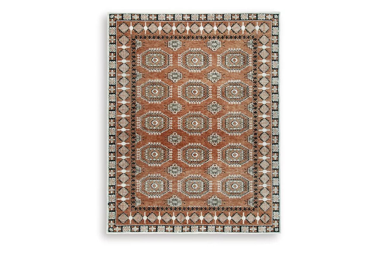 Qaabiz 7'8" x 10' Area Rug In Sienna/Ivory/Black R407521