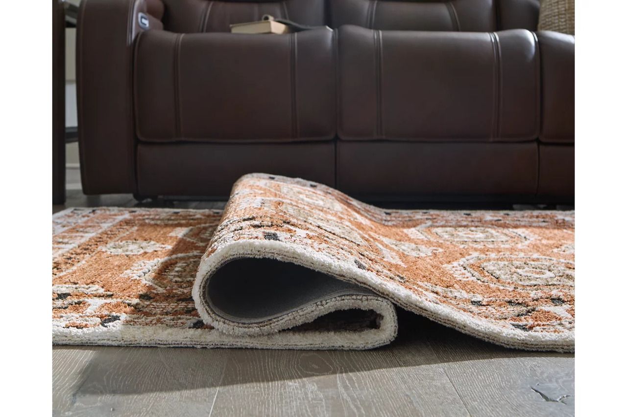 Qaabiz 7'8" x 10' Area Rug In Sienna/Ivory/Black R407521
