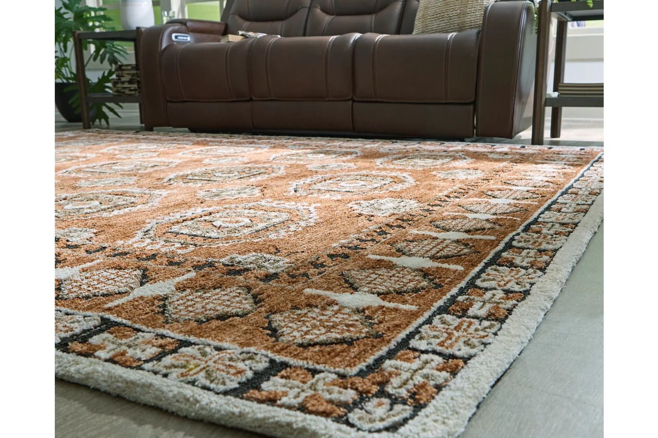 Qaabiz 5' x 7' Area Rug In Sienna/Ivory/Black R407522