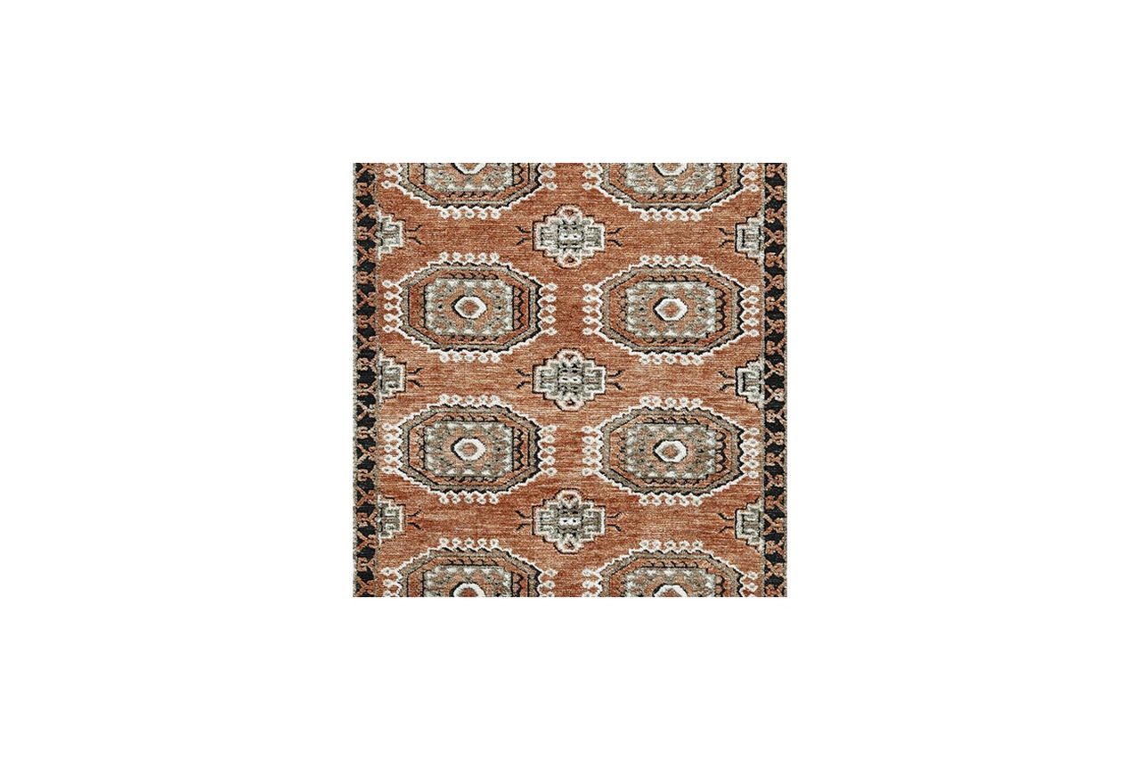 Qaabiz 5' x 7' Area Rug In Sienna/Ivory/Black R407522
