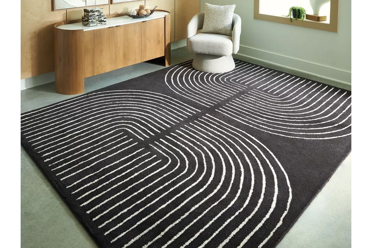 Eldonmore 7'8" x 10' Area Rug In Black and Ivory R407571