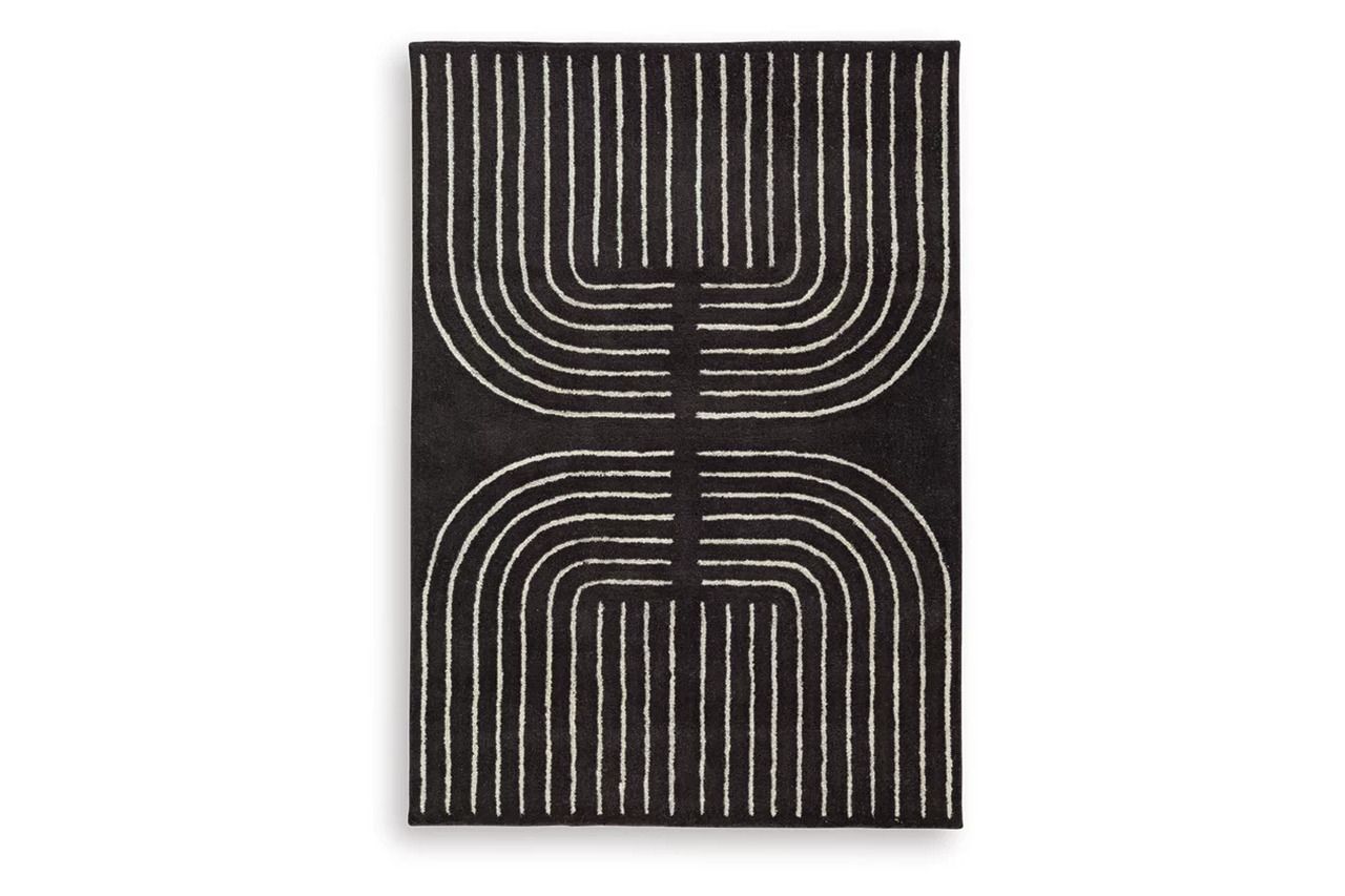 Eldonmore 5' x 7' Area Rug In Black and Ivory R407572