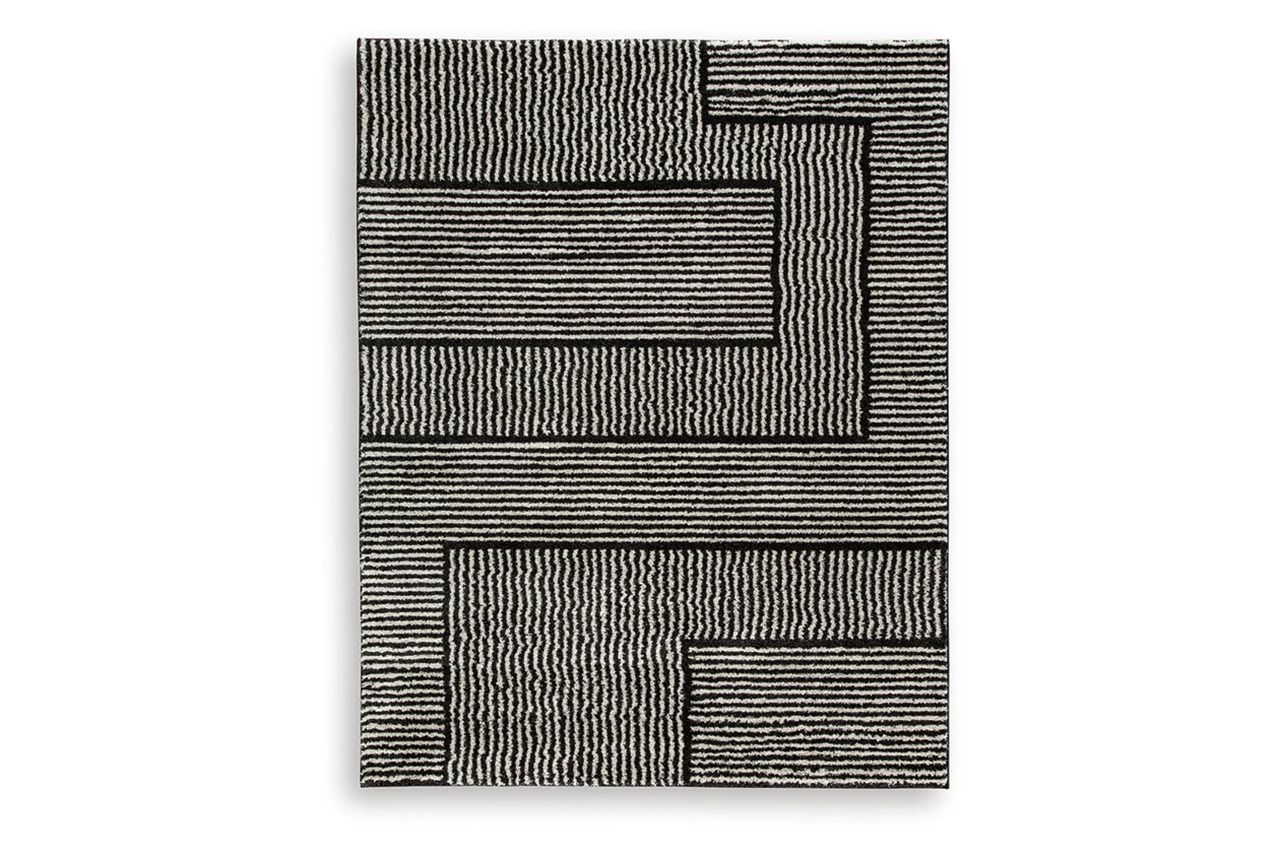 Kurtmen 7'10" x 9'10" Area Rug In Black and Ivory R407591