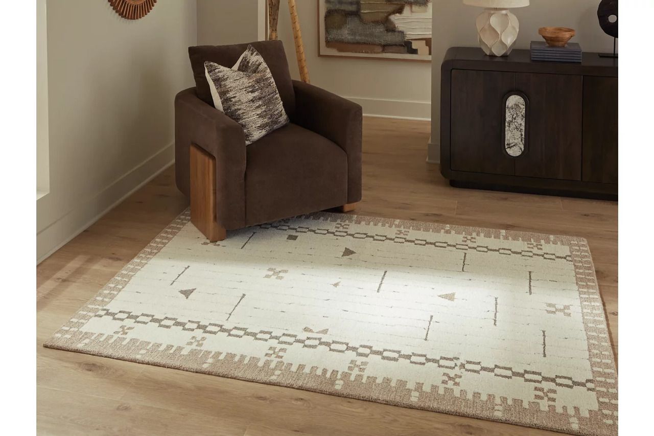 Dot 5' x 7' Area Rug In Cream/Brown/Taupe R407652