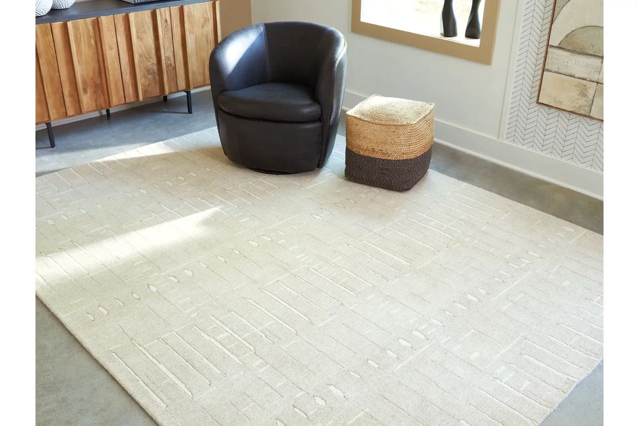 Wolbert 7'8" x 10' Area Rug In Ivory and Tan R407661