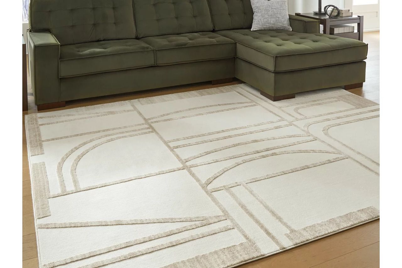Farongrove 7'10" x 10' Area Rug In Ivory and Beige R407671