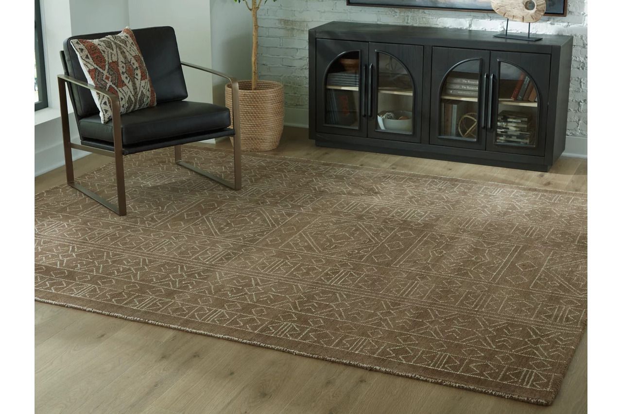 Merrittman 7'8" x 10' Area Rug In Brown and Ivory R407701