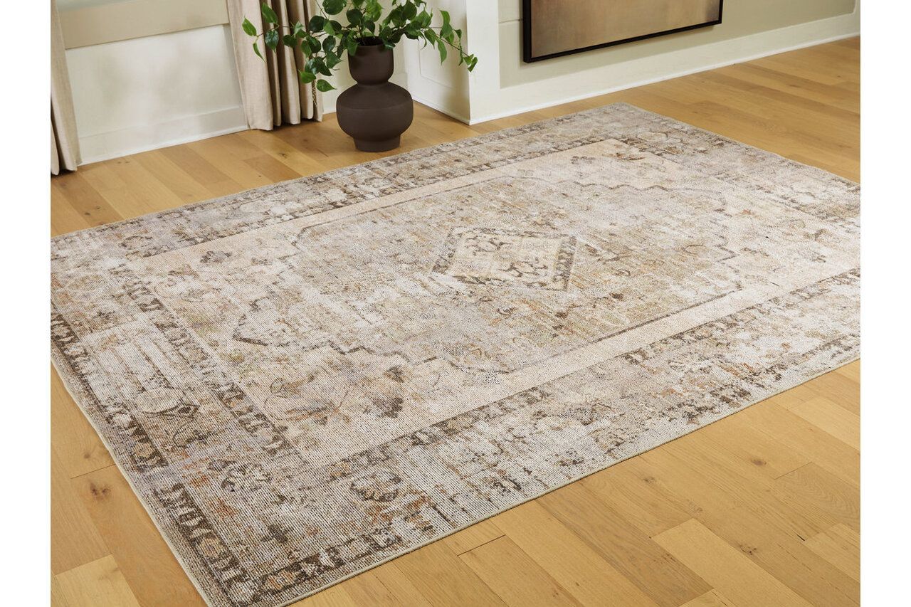 Livdon Washable Large Rug In Brown and Beige R407911
